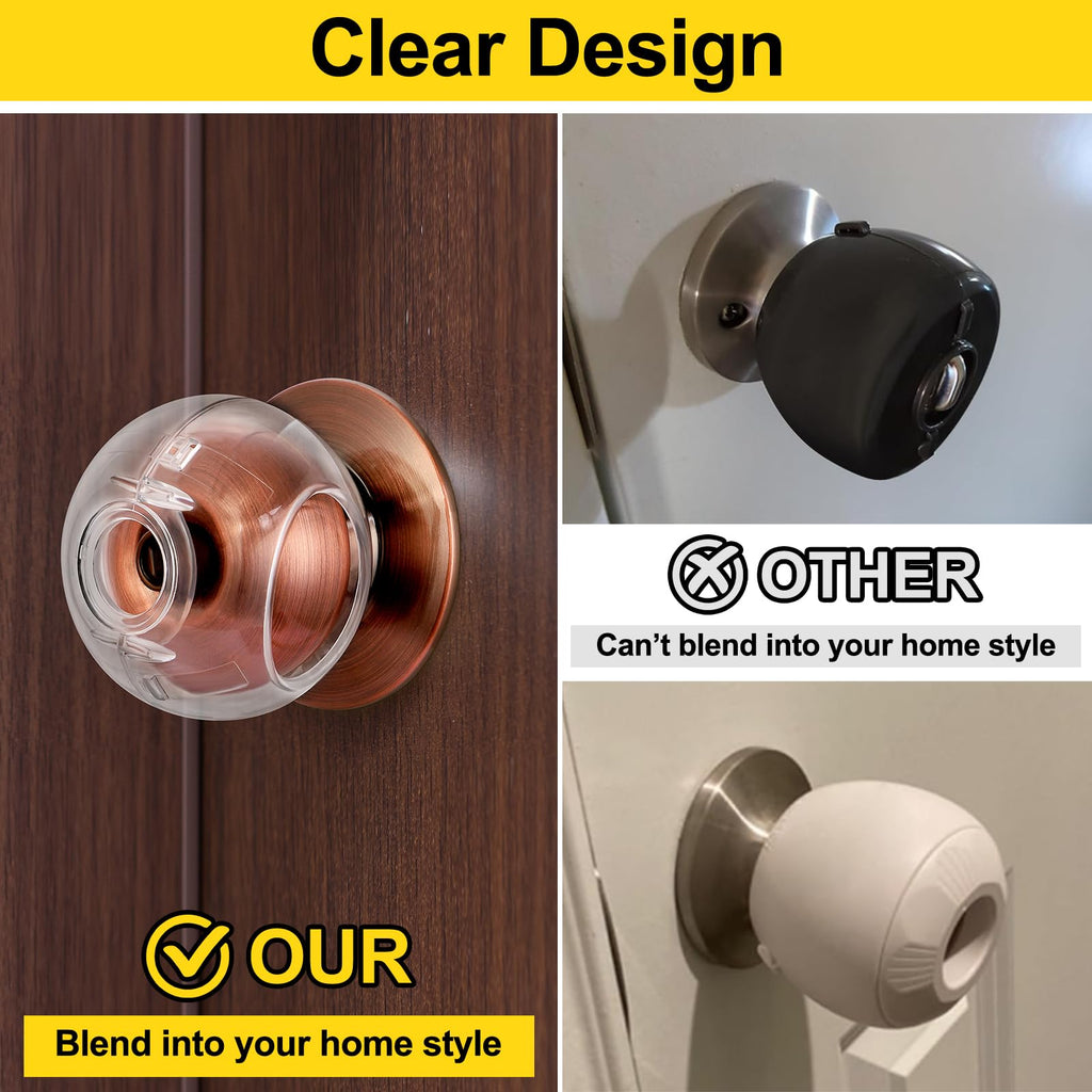 Clear Door Knob Safety Cover for Kids, 4 Pack Child Proof Door Knob Covers