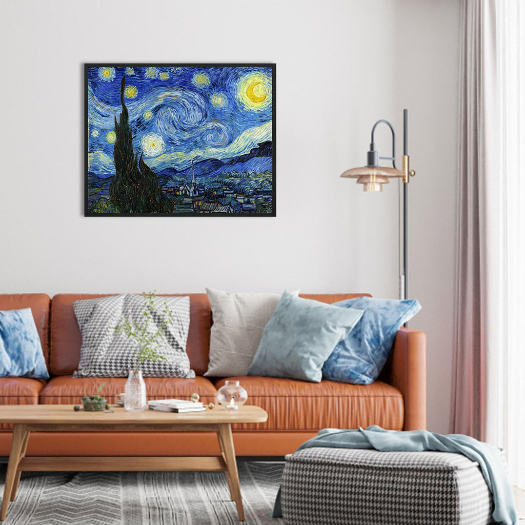 Van Gogh Canvas Wall Art: Starry Night Posters Large Modern Artwork Famous Paintings Wall Decor, Black Framed
