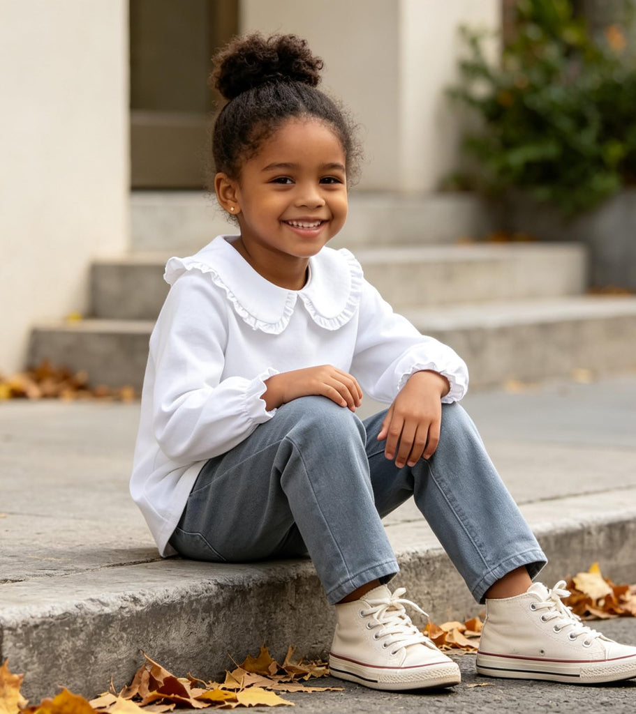 Toddler Girl T-Shirt Girl Peter Pan Collar Blouse
