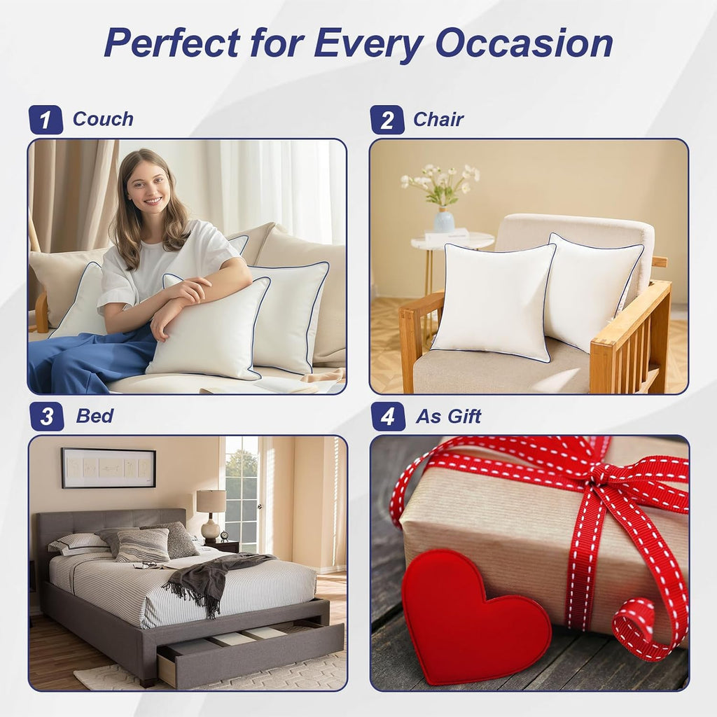 20x20 Pillow Inserts, Soft Hypoallergenic Square Throw Pillow Inserts for Couch, Sofa - Oeko-TEX Certified - Set of 2