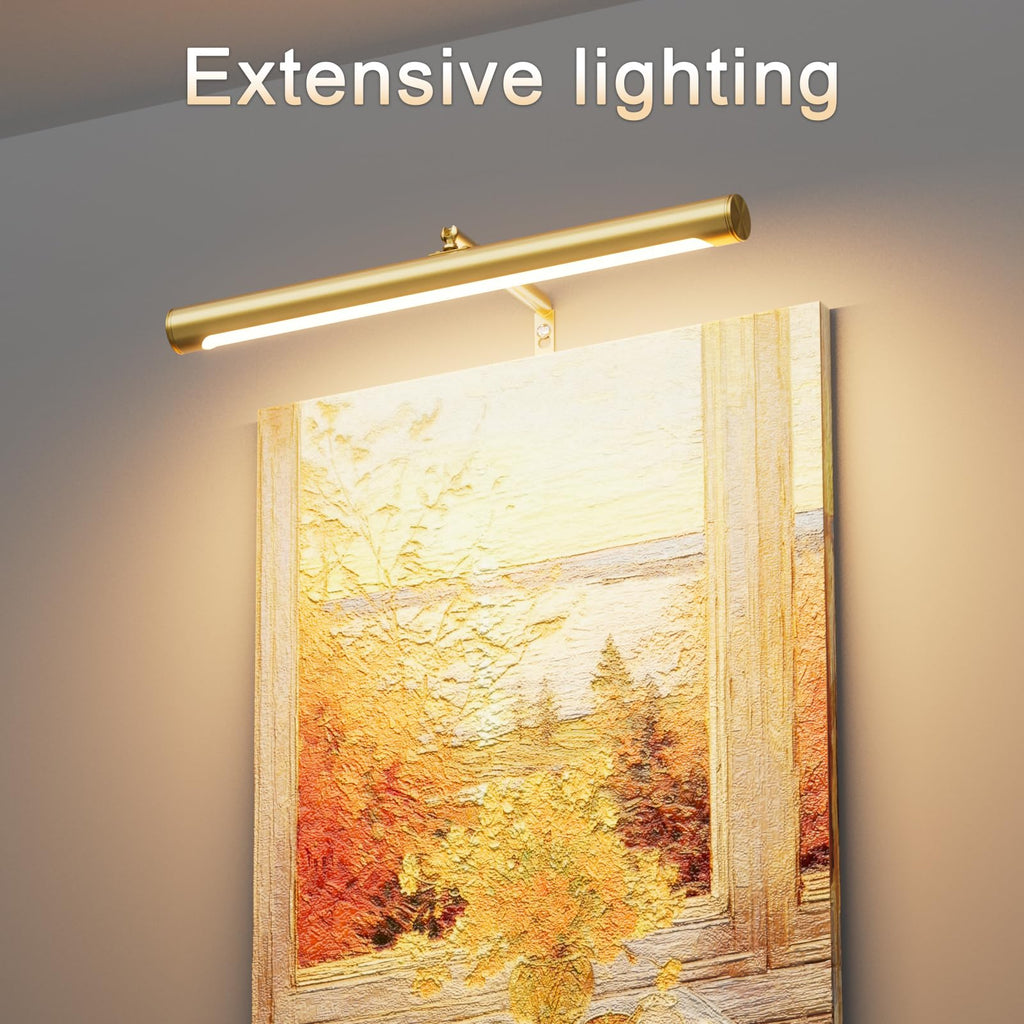 Picture Lights for Paintings Plug in, 16" Adjustable LED Gold Picture Light Art Light, Remote Control Gallery