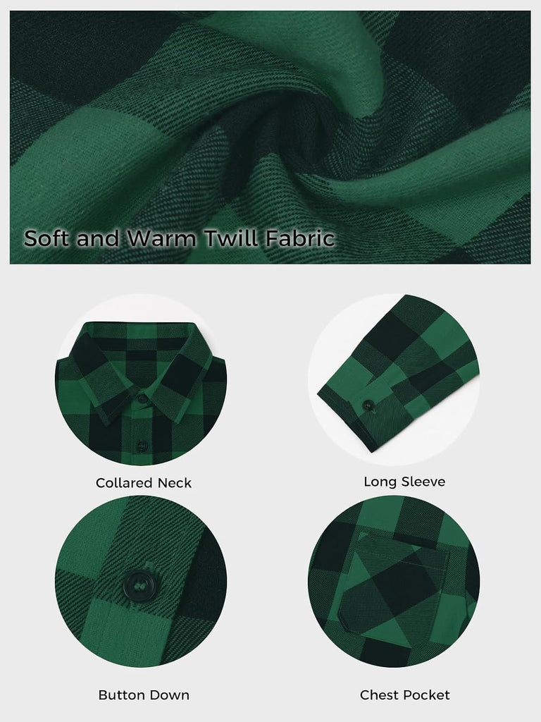 Boys Flannel Plaid Long Sleeve Button Down Shirts