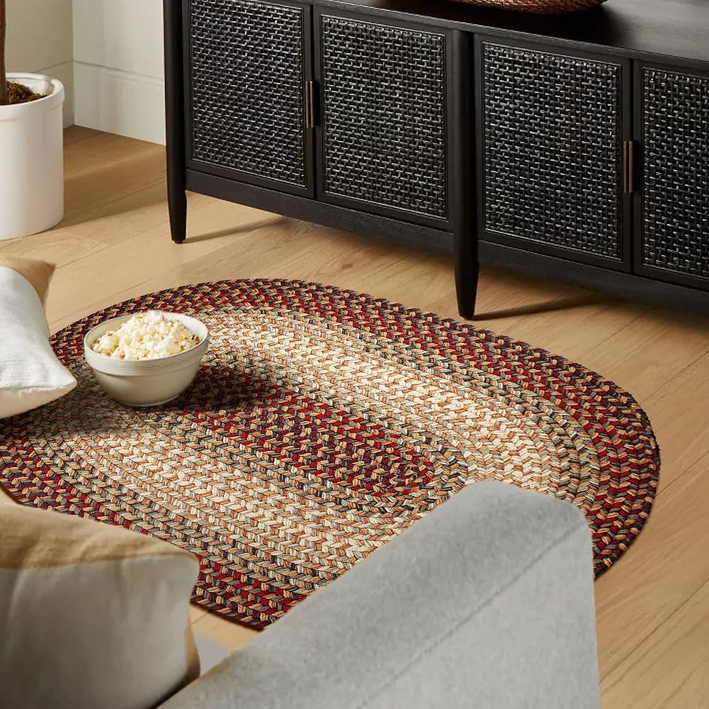EastEnd EL73 Spanish Red 3' x 5' Oval - Braided Area Rug, Home Decor, Floor Mat or Bedroom Rug - Easy Care, Ideal for