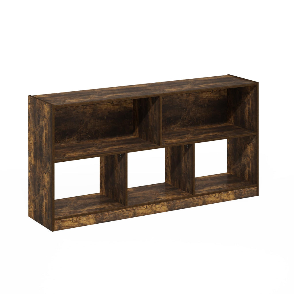 Book Shelf, 5-Cube Bookshelf, Horizontal Cube Storage Organizer Bookcase, 10.9 x 47.2 x 23.6, Amber Pine