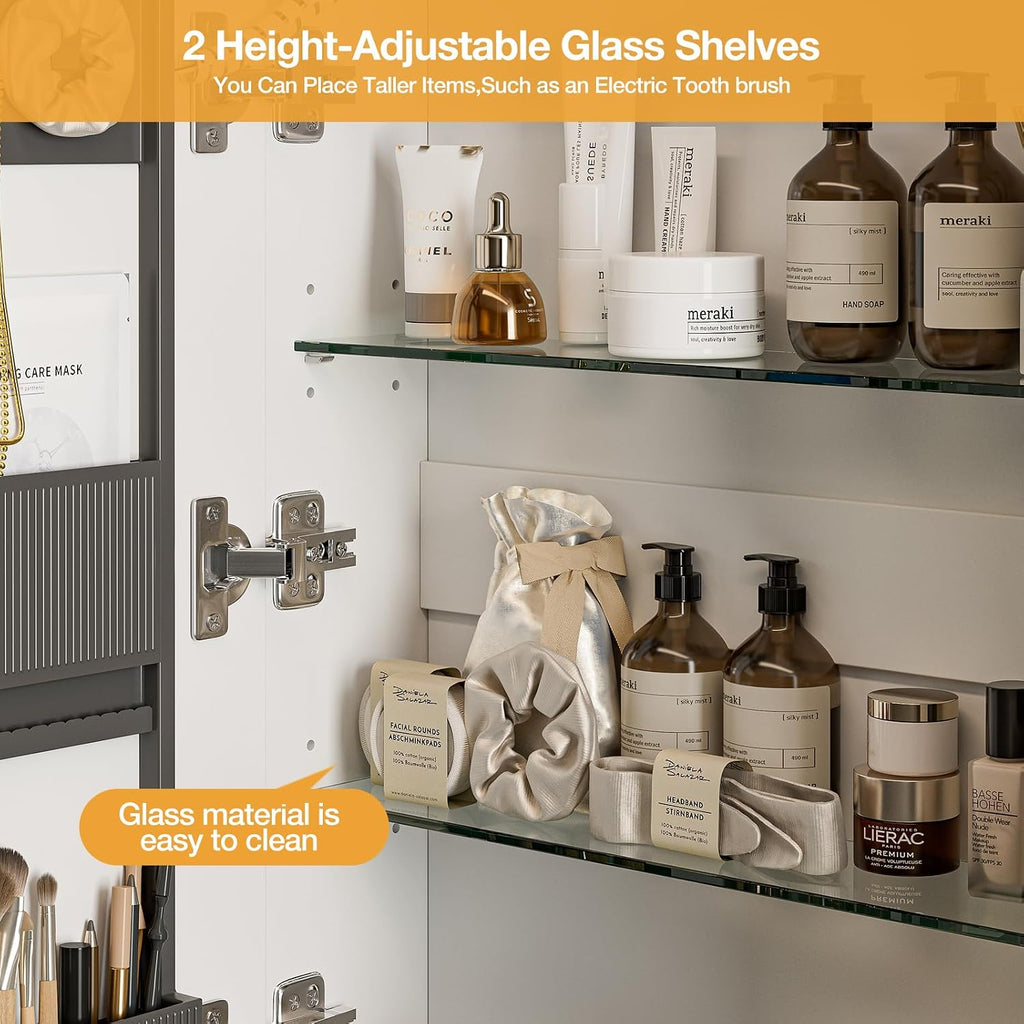 24"x32" Bathroom Medicine Cabinet with Mirror & Lights, White | Anti-Fog, Dimmable, Wall Mounted, Memory Function