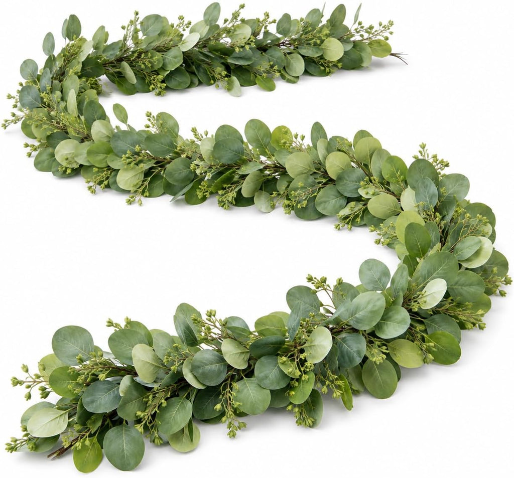 Eucalyptus Garland 5.9", Artificial Greenery for Wedding, Mantle, Fireplace