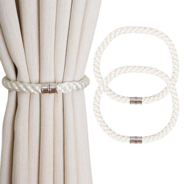 Magnetic Curtain Tiebacks, 2pcs Modern Handmade Rope Curtain Tie Backs Decorative Curtain Holdbacks Holders Cord