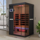 2-Person Full Spectrum Infrared Sauna, 1990W 120V with 12"*12" Red Light Therapy, 2 Speakers