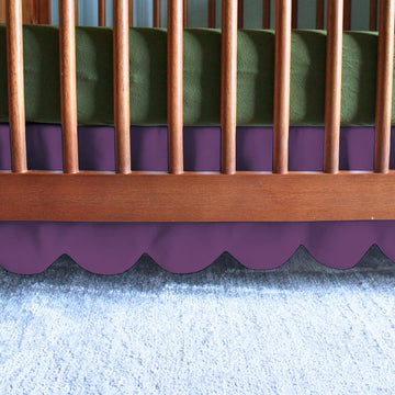 100% Microfiber Scalloped Crib Skirt 28"x 52" with 16" Inch Drop Lenght with 4 Split Corners for Baby Boys Girls Soft