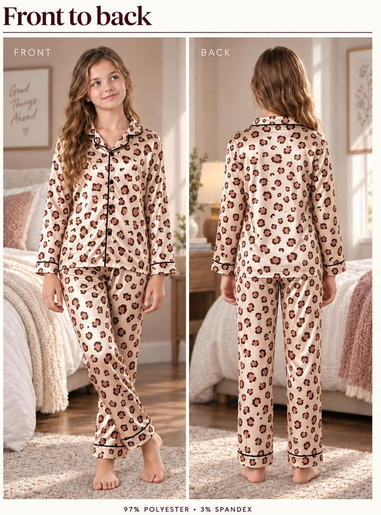 Girls Pajama Set, Coat Style Button Front