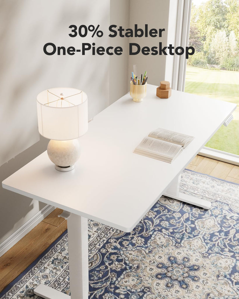 Electric Standing Desk, Whole Piece Desktop, Adjustable Height Computer Desk, 4 Height Memory Settings, Sit Stand Up