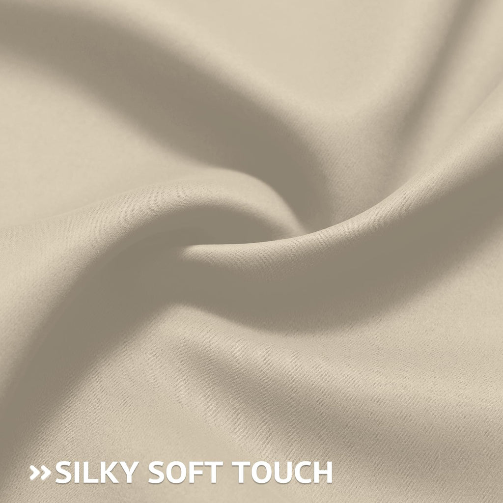 Grommet Blackout Room Darkening Beige Curtains 72 inch Length