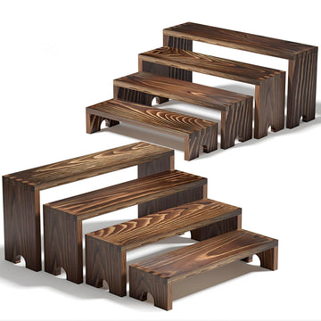 2 Set Wooden Tiered Risers Display Stands for Vendor Events,Stackable Wood Cupcake Display Stand,Farmhouse Decor Wood
