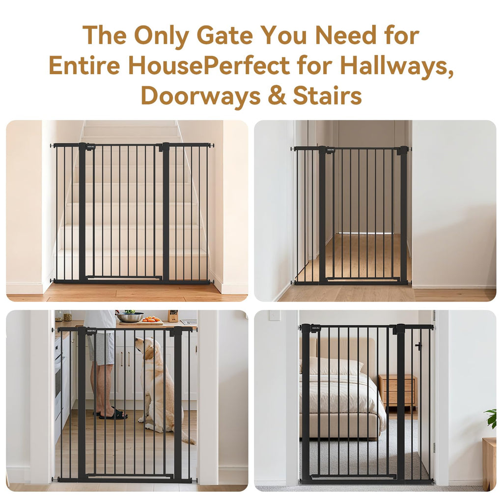 43 inch Tall Safety Baby Gate Adjustable 29.7-45.2inch Extra-Wide Metal Baby Gate Drill-Free Pressure-Mount