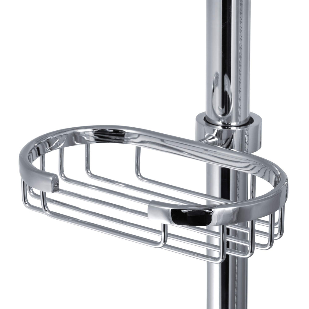 Adjustable Slide Bar for Hand Shower with Wire Basket Soap Dish, Polished Chrome