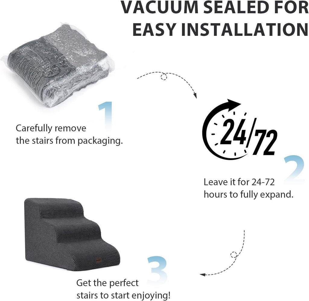Dog Stairs for Bed with Tunnel, 5-Step Dog Steps for Small Dogs and Cats, Non-Slip Indoor Pet Stair for Couch