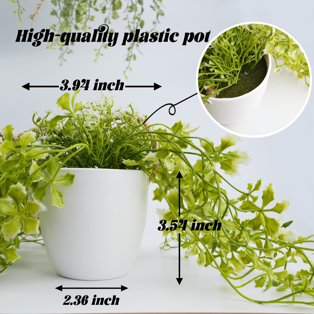3 Packs 13" Fake Hanging Plants with White Pots for Wall Decor