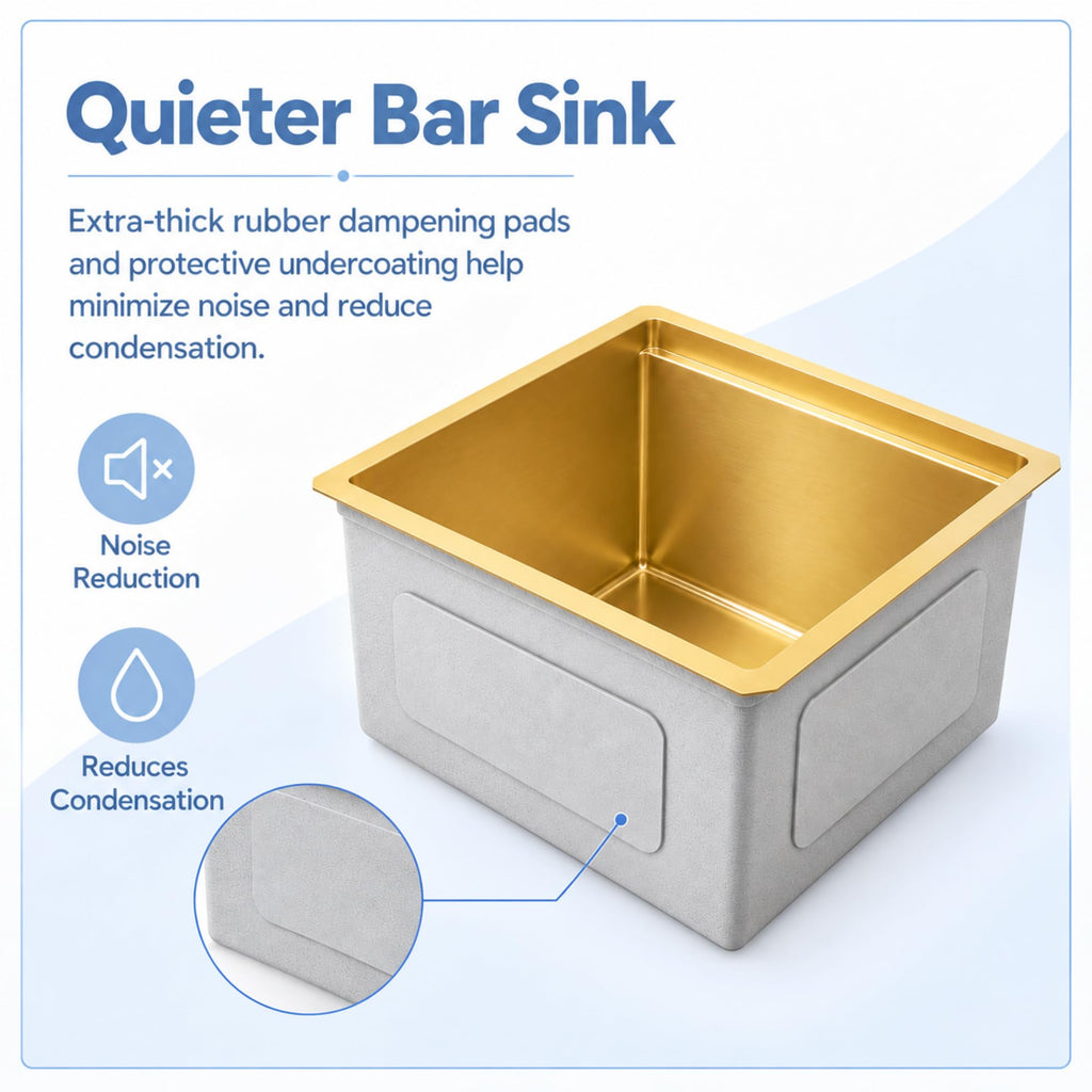 Gold Bar Sink Undermount, 16" X 18" Bar Prep Sink with Workstation