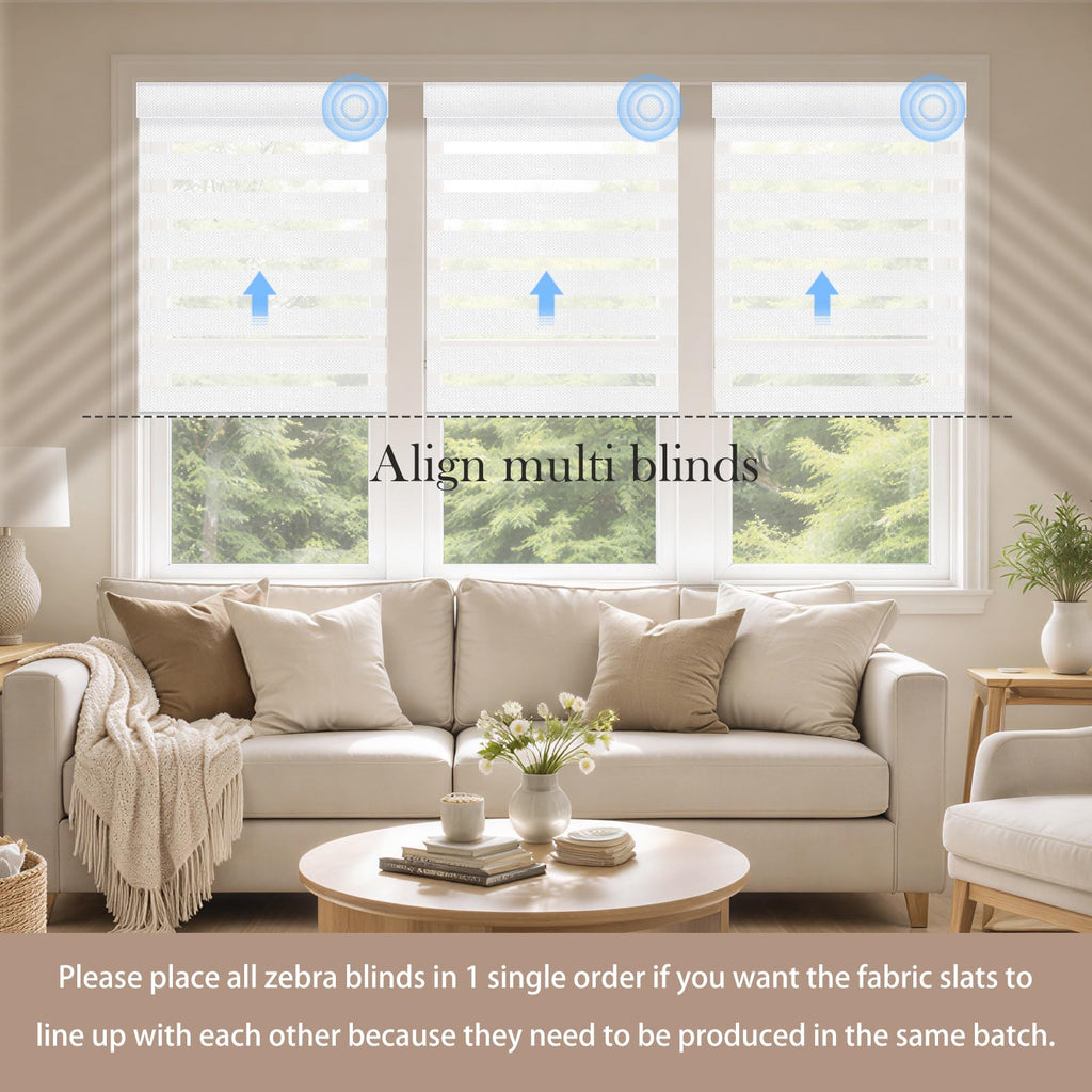 Motorized Zebra Blinds, Automatic Shades for Indoor Windows Work with HomeKit, Alexa, Google Home, Customized