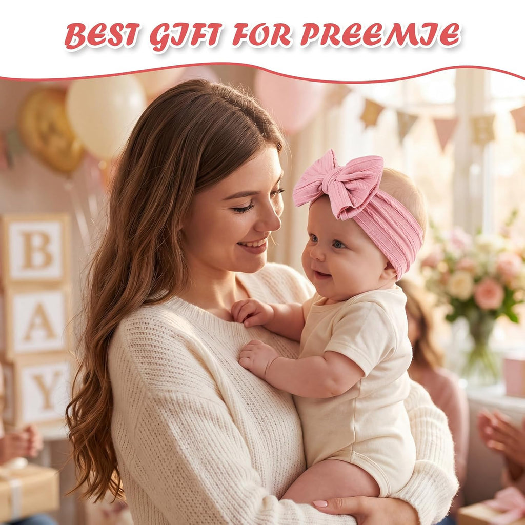 8 Pcs Preemie Baby Headband for Girls Nicu Wear Photoshoots, Bow
