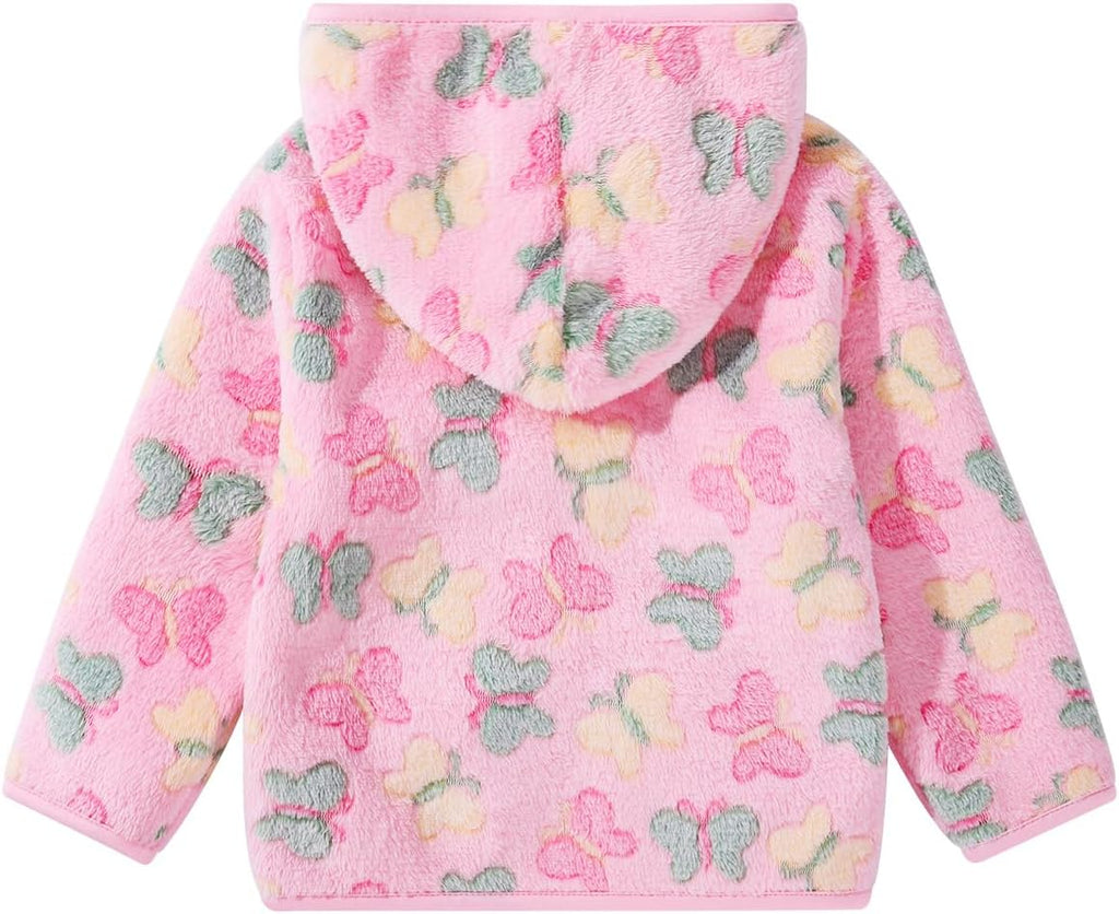 Toddler Baby Girls Thick Fleece Hoodie Jacket Zip Fuzzy Outerwear Coat