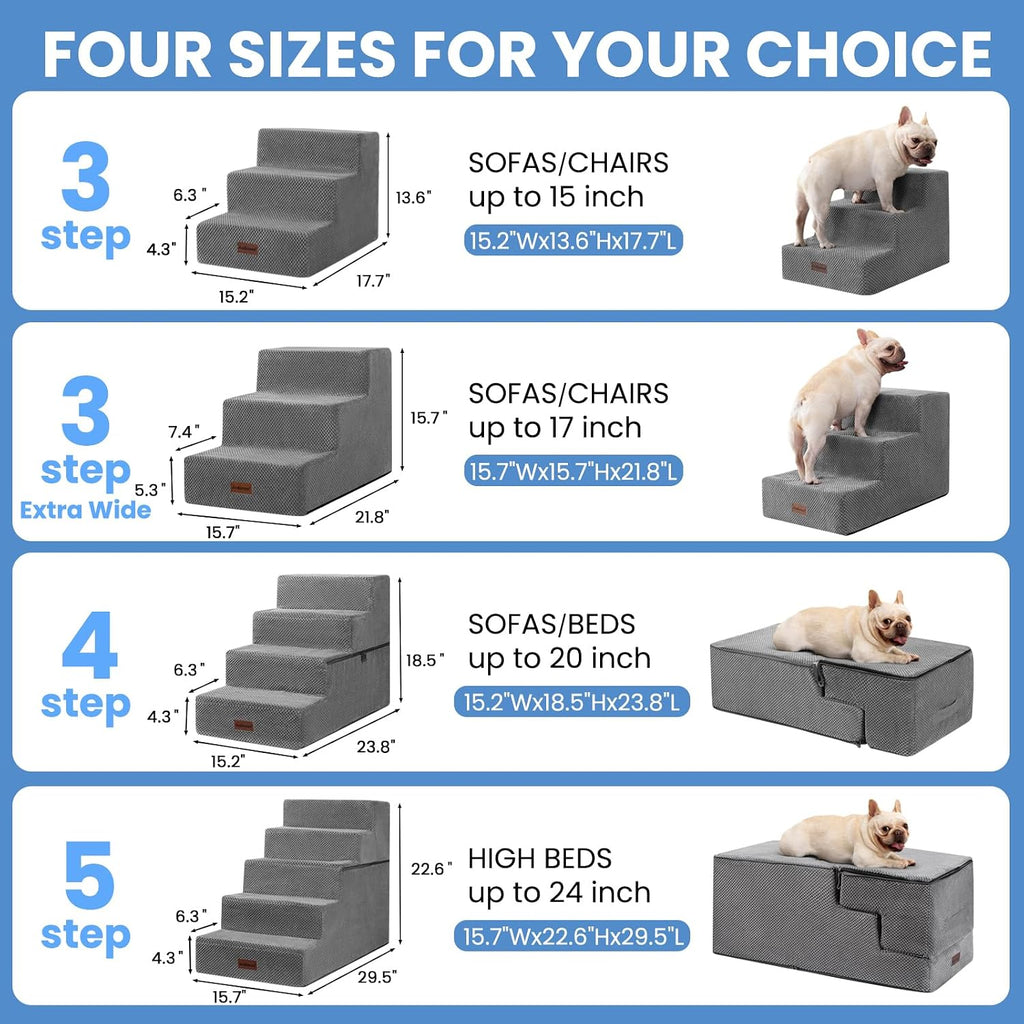 Dog Stairs for High Beds 22.6" H, 5-Step Pet Steps for Small Dogs