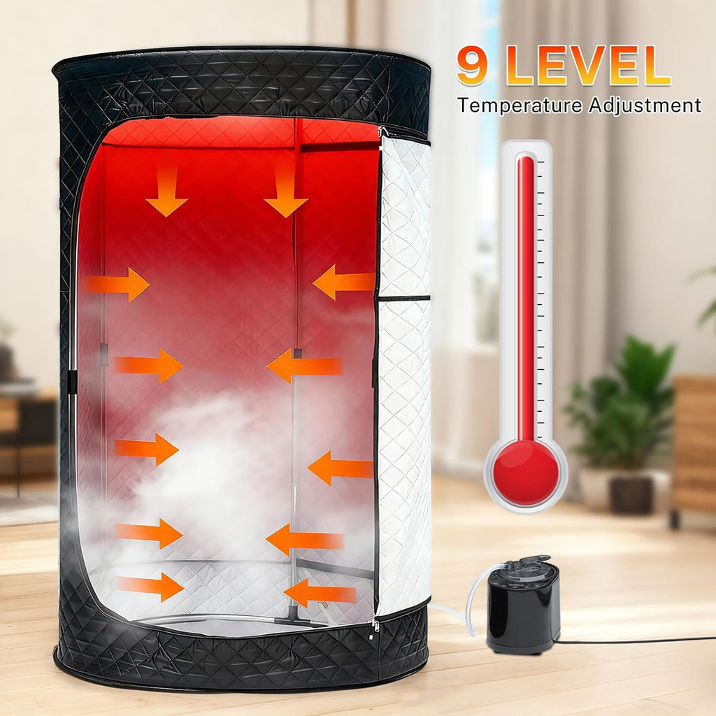 UrMoon Portable Steam Sauna Box for Home, Person Saunas Tent for Spa Therapy,Relaxation,Detoxification,Gym,Pilates,Garage,Hot Tub,with Remote Control,Waterproof,Thermal Insulation,Indoor&Outdoor Black