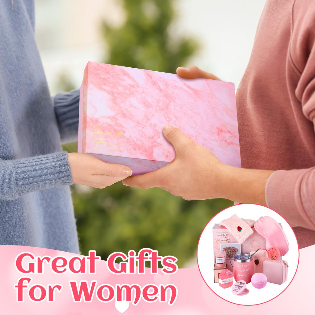 13 Pcs Birthday Gift for Women Spa Basket Set, pink
