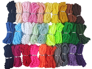 Mini Pom Pom Trim 58 Yards 29 Colors 5mm Ball Fringe Trim for Sewing Accessory Decoration DIY Crafts (Mixed Color 2