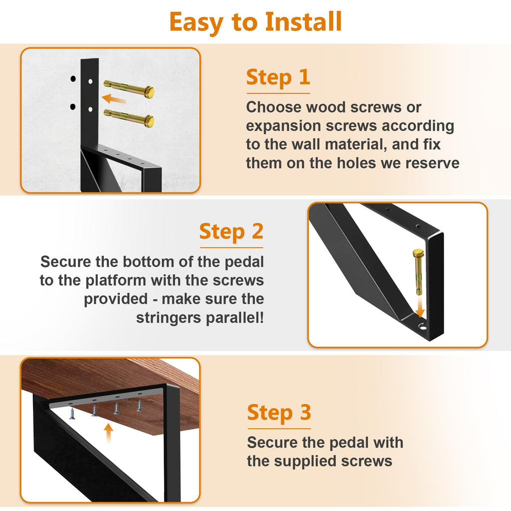 Steel Stair Riser 2 Step, 19.5" H Metal Stair Stringers for Deck