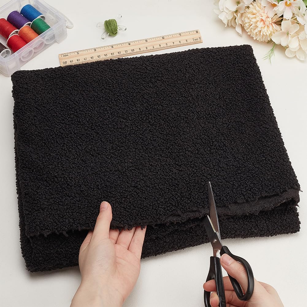 1 Yards Teddy Bears Fabric with Little Curls 63inches Wide Black Short Teddy Plush Fabric for Sewing Polyester Teddy