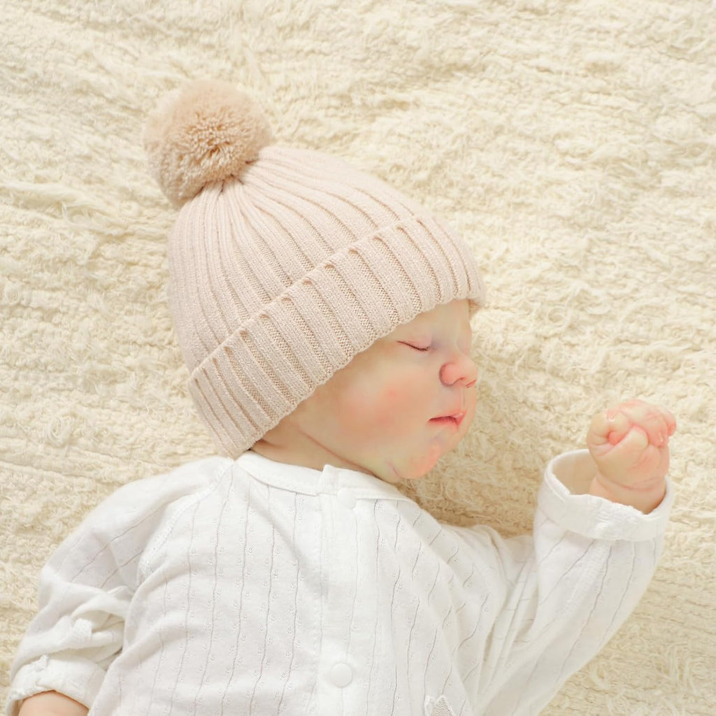 Baby Hats and Booties Set Knit Pompom Beanie Caps Shoes Winter