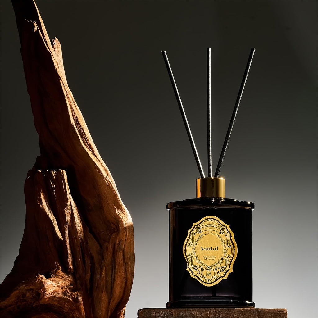 8.4 oz Large Reed Diffuser | Santal(Sandalwood) Scent Oil Diffuser with Sticks | Bedroom Bathroom Living Room Decor