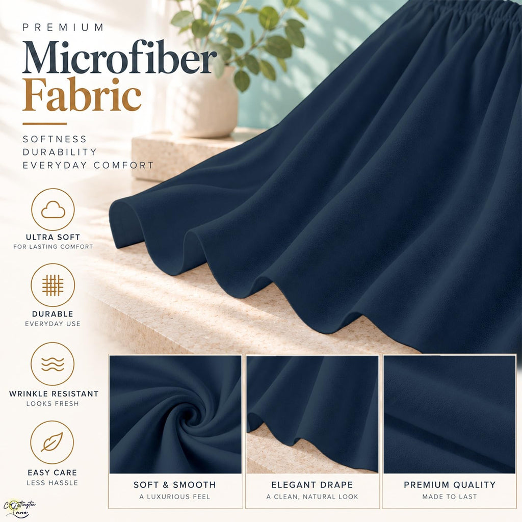 Queen Size Ruffle Bed Skirt 16 Inch Drop, Navy Blue