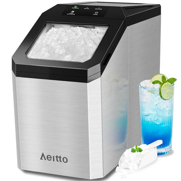 Nugget Ice Maker Countertop, 55lbs/24H Ice Machine with 3.6L Water Tank&3.2Lbs Ice Basket, Self-Cleaning Pebble Ice