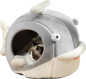 Cat Beds for Indoor Cats - Cat Bed Cave with Removable Washable Cushioned Pillow, Soft Plush Premium Cotton No