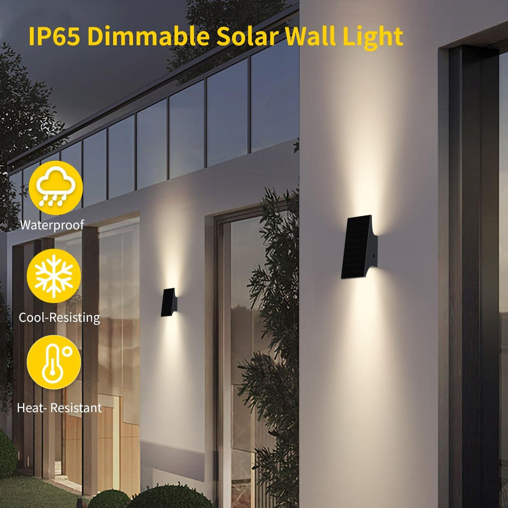 Solar Lights Outdoor Up and Down, 2pack Solar Wall Lights Outdoor