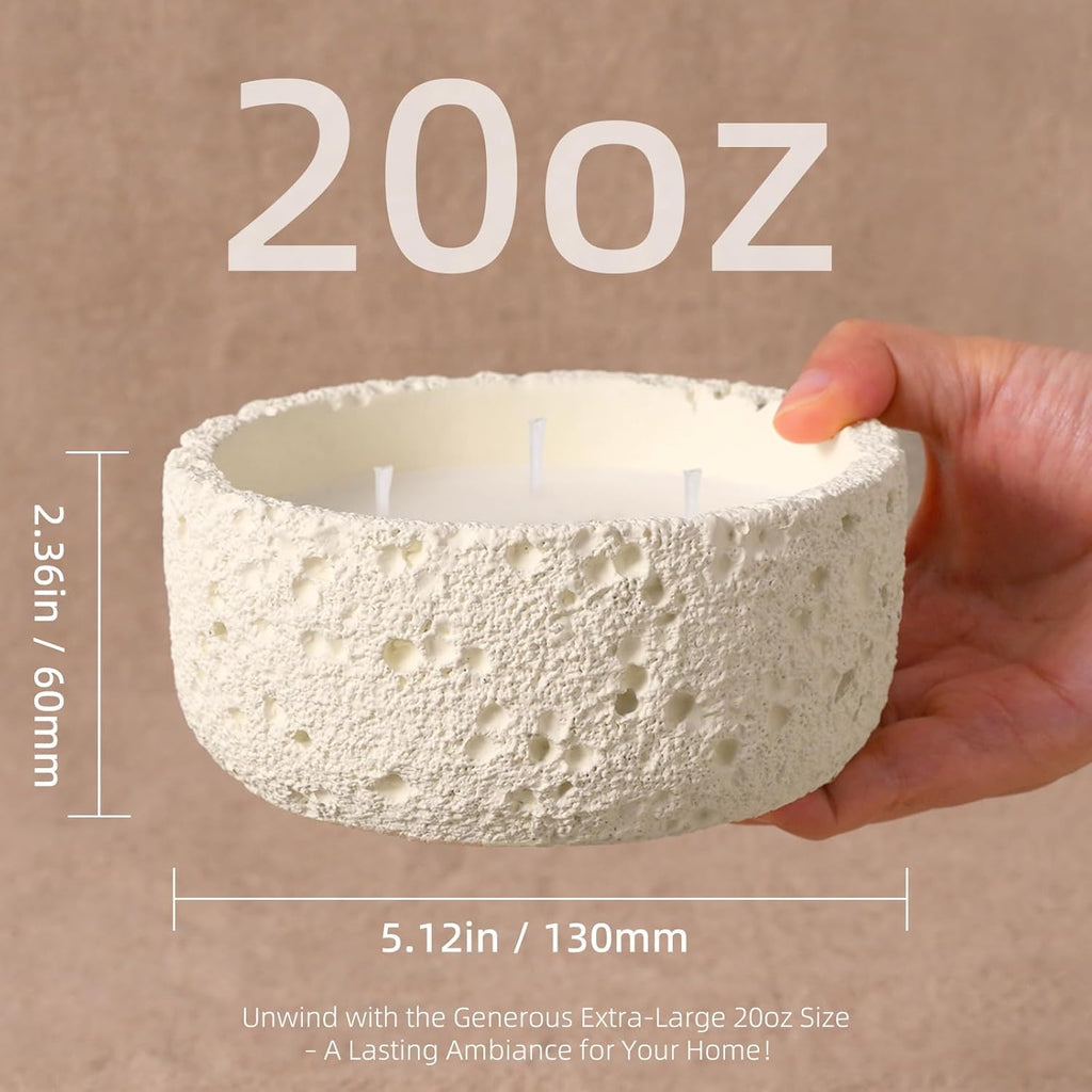 20oz Large Scented Candle - Vanilla Dreamscape, 3 Wick Non Toxic Soy Candles for Women, Matte Ivory White Ceramic Jar
