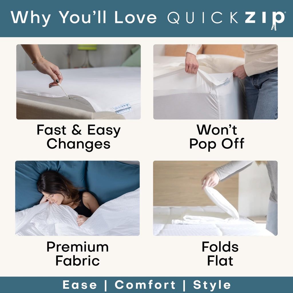 King Fitted Plus Spare Zip Sheet Set Sateen Cotton White