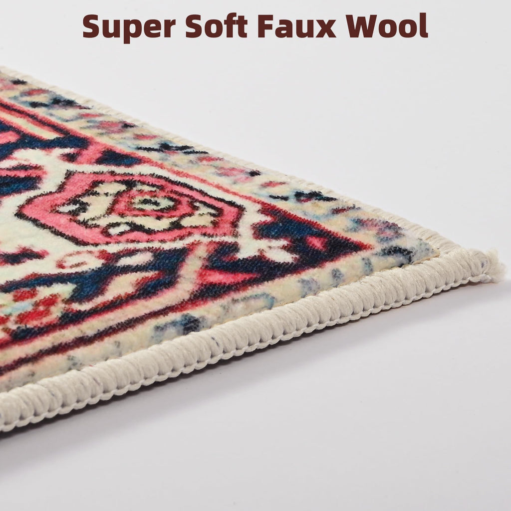 5×7 Area Rug Persian Vintage Rose Red Carpet