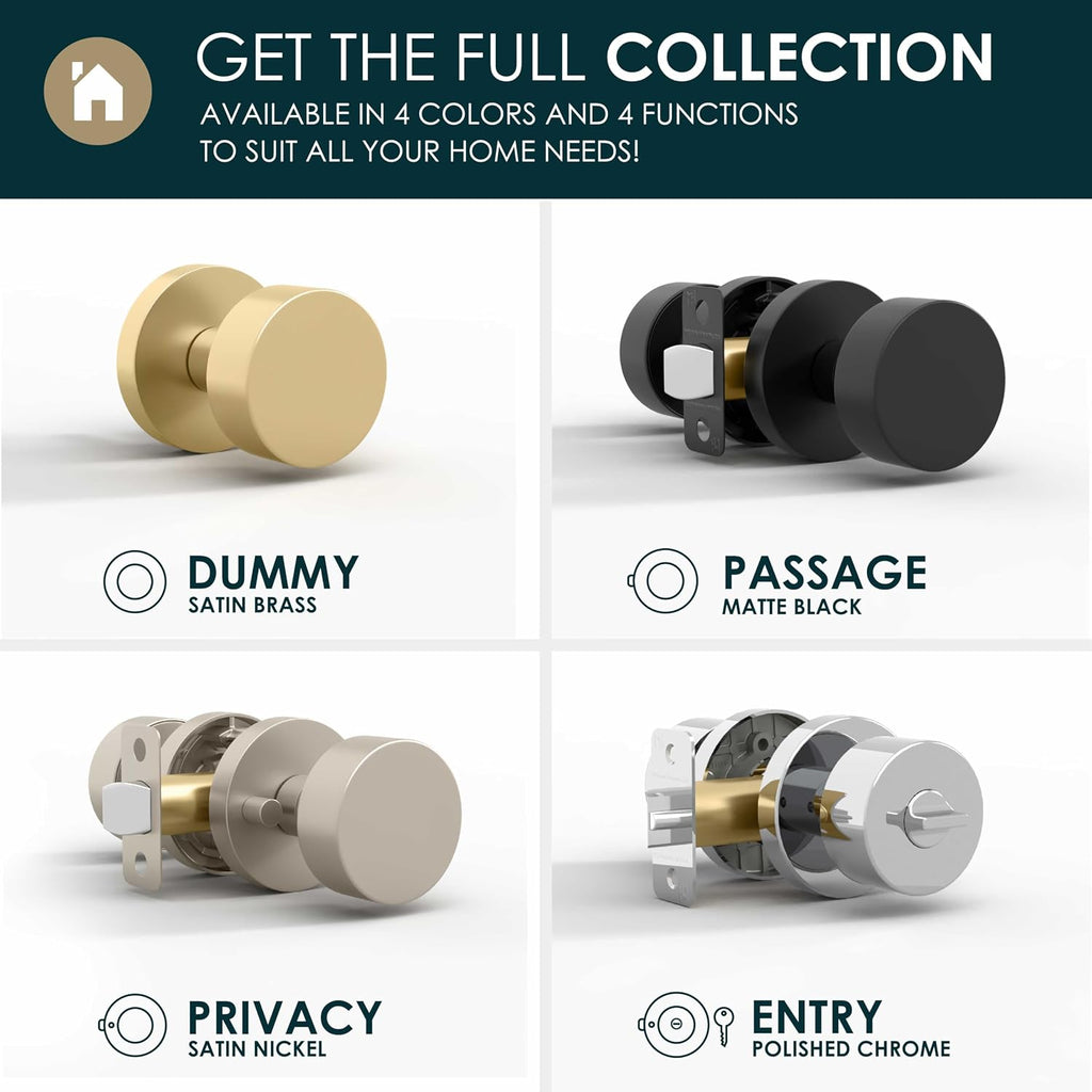 Buena Passage Door Knob Chrome (1-Pack) - Hallway No Lock
