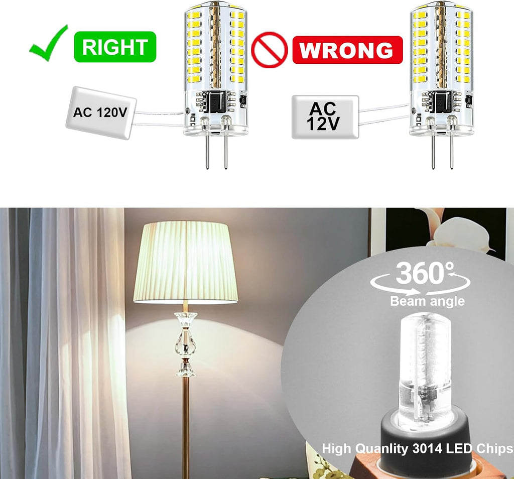 AC 110V-130V G4 LED Bulb Dimmable 3W 6000K 20W-30W Halogen Equivalent