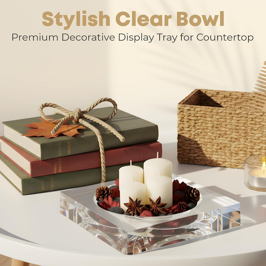 Clear Acrylic Catchall Tray - Decorative Jewelry Dish & Vanity Organizer for Keys, Rings, Earrings | Modern