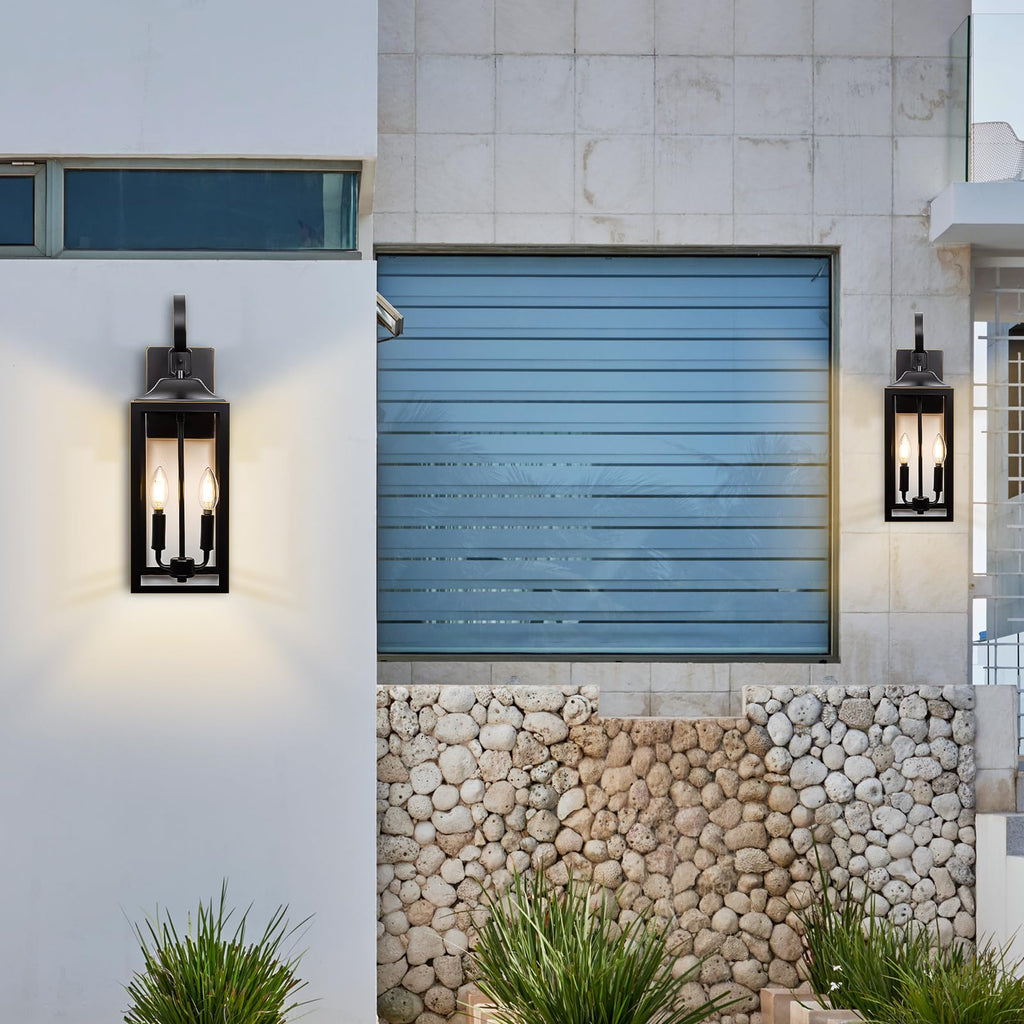 19" Large Outdoor Wall Lights Modern Front Porch Lantern Wall Mount 2-Light