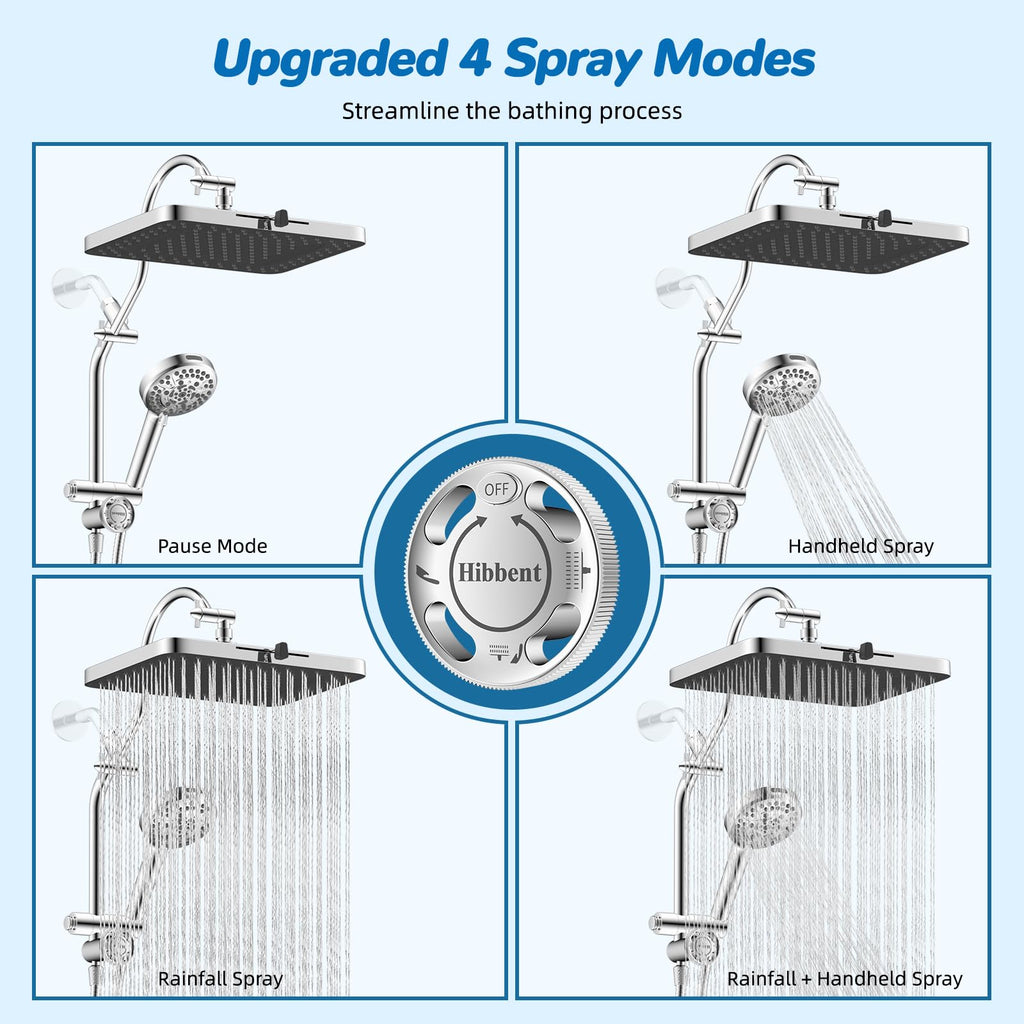 CUPC Certified High Pressue 13'' Rainfall Shower Head with 5-Spray