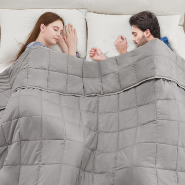 Weighted Blanket King Size for Adults (80"x87" 20lbs Grey), Cooling Heavy Blanket for Sleeping Perfect for 190-210