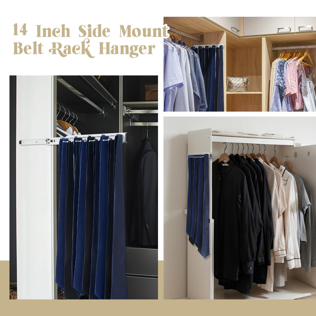1 Pcs 13.8'' Sliding Tie Rack Hangers for Closet, 25 Tie Each, Sliver
