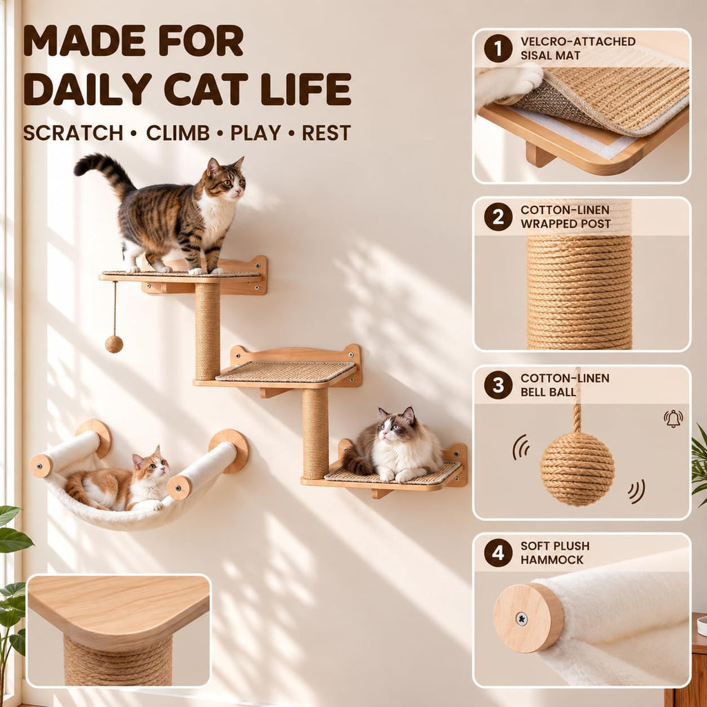 Cat Wall Shelves Wall Mounted Cat Climbing Set