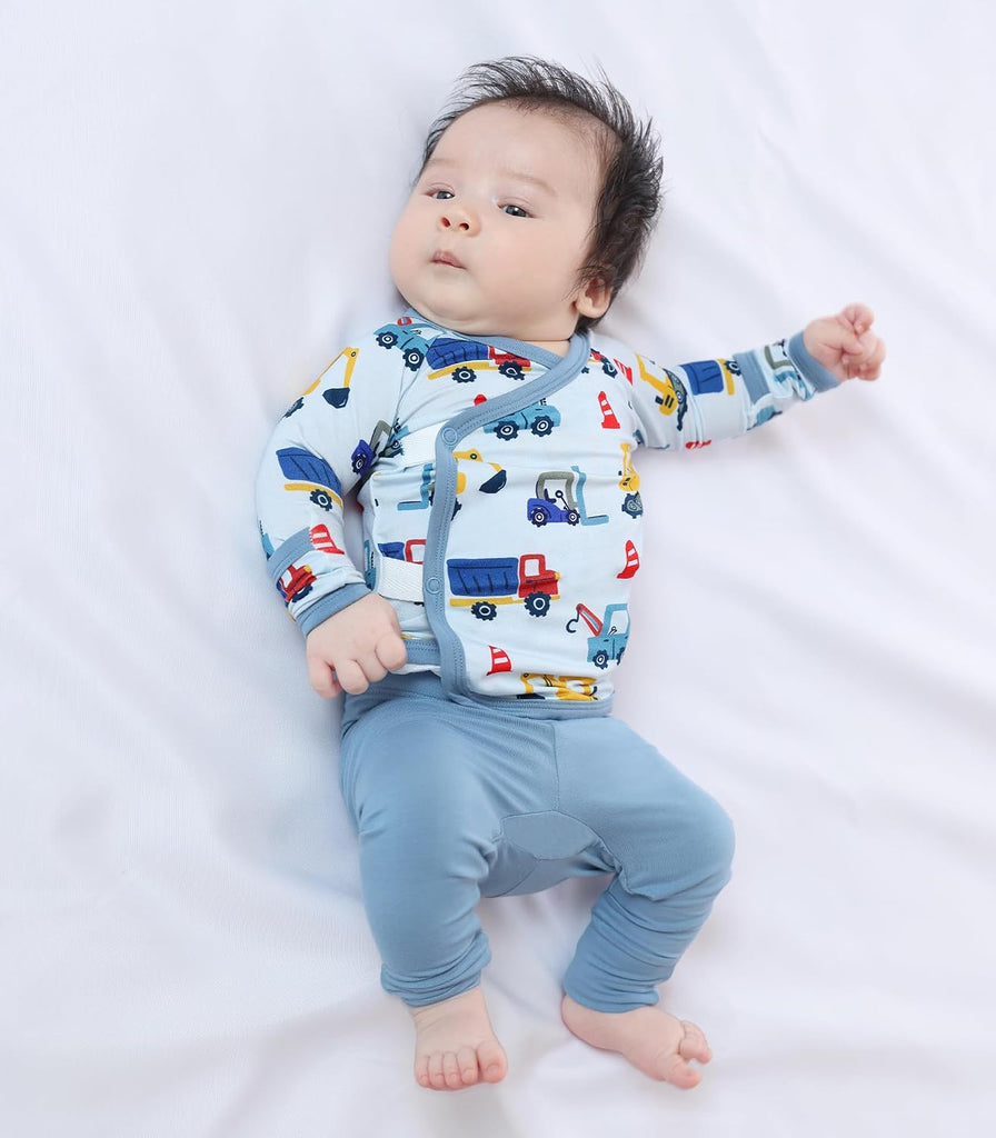 Baby Girls Clothes-Viscose Made from Bamboo, Long Sleeve Kimono Top and Pants Set Soft Infant Outfits