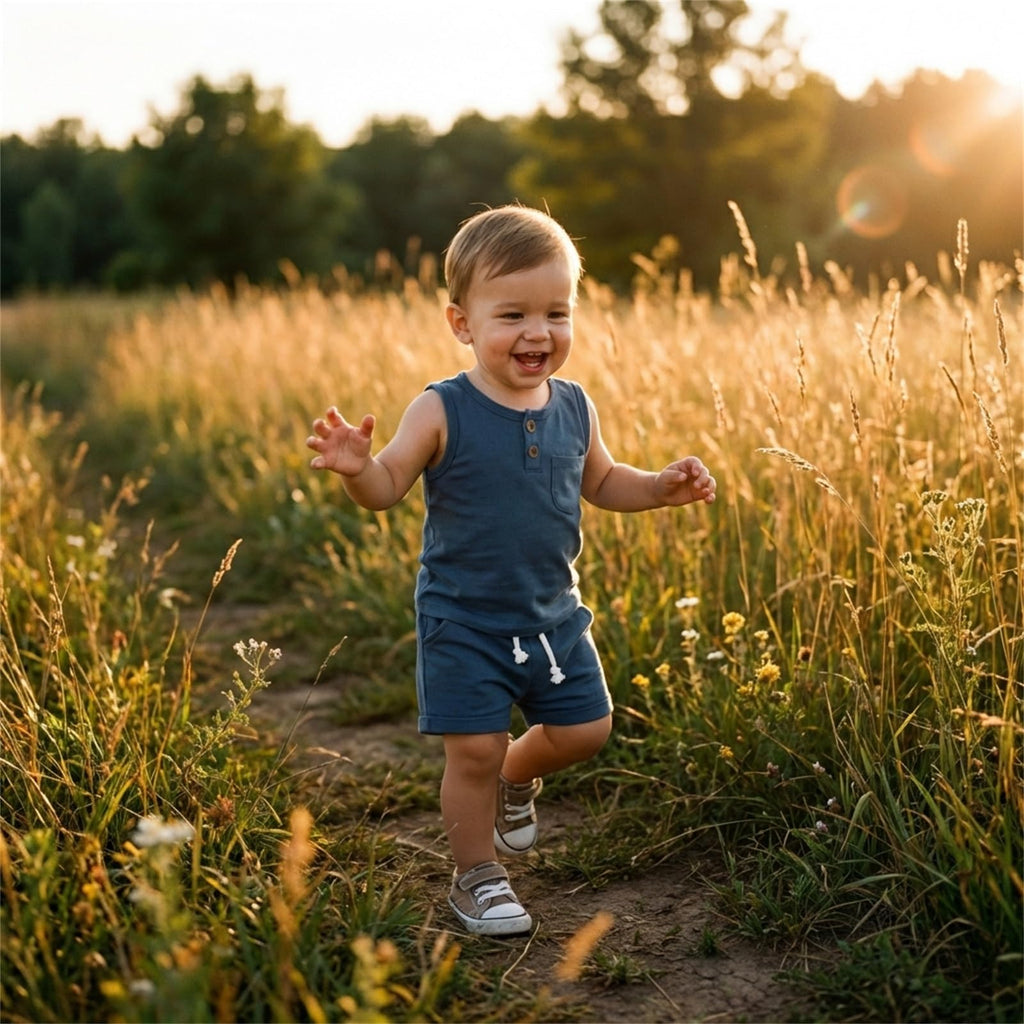 2Pcs Baby Boy Summer Clothes Infant Toddler Solid Color Sleeveless Tank Tops Shorts Set Blue
